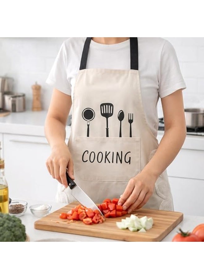 Waterproof PVC kitchen apron with a cooking design, featuring a coral fleece hand towel with an expandable pocket. Durable and protective for cooking, painting, housework, and everyday use. - Image 2